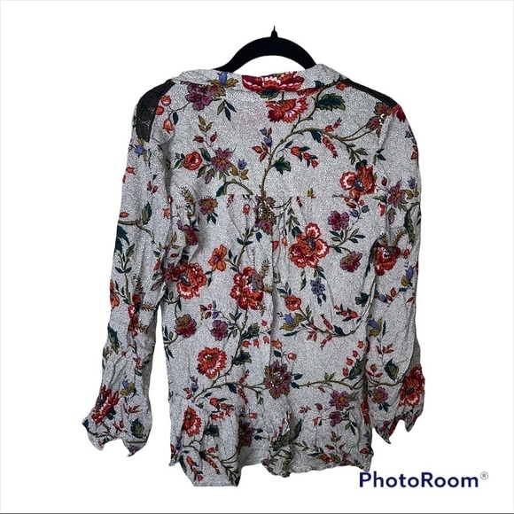 MAEVE x ANTHROPOLOGIE Janie Floral Flounced Long Sleeve Peasant Top Size 0/XS - Picture 6 of 9